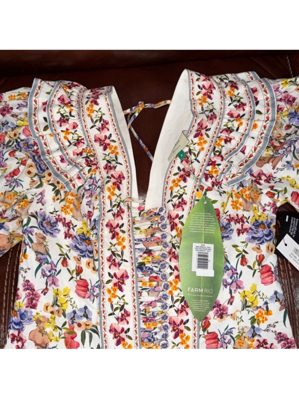 ‼️NEW Farm Rio Off-White Greek Garden Lenzing™ Ecovero™ Floral Mini Dress - Picture 8 of 14